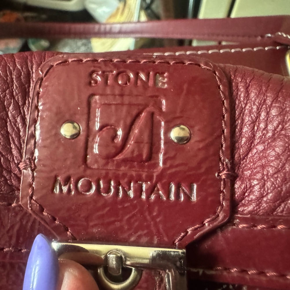 Stone Mountain Accessories Red Shoulder Bag with Brass Accents